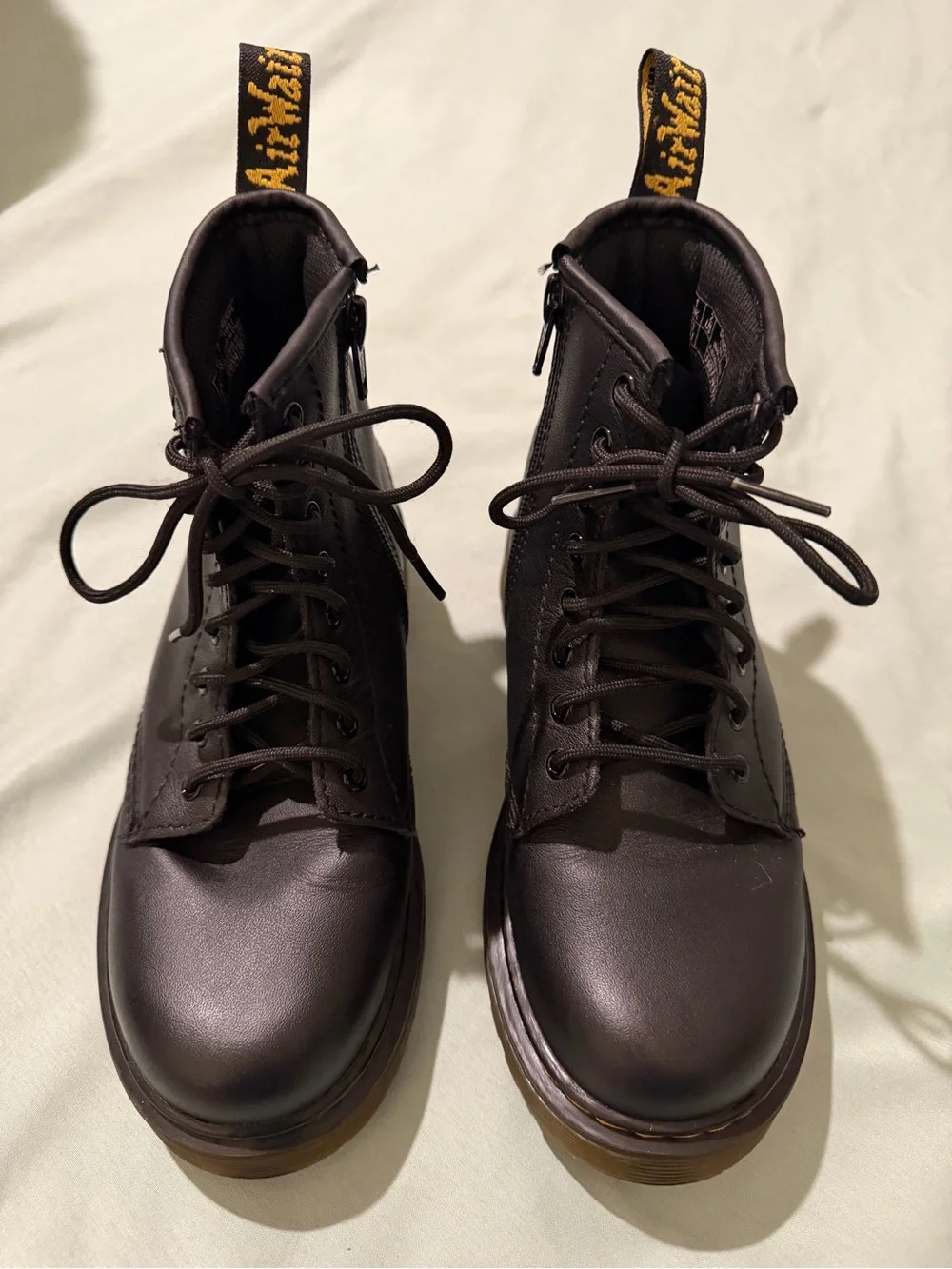 Doc Dr. Martens 1460 J Side Zipper and Lace Up Black Boots Size 2